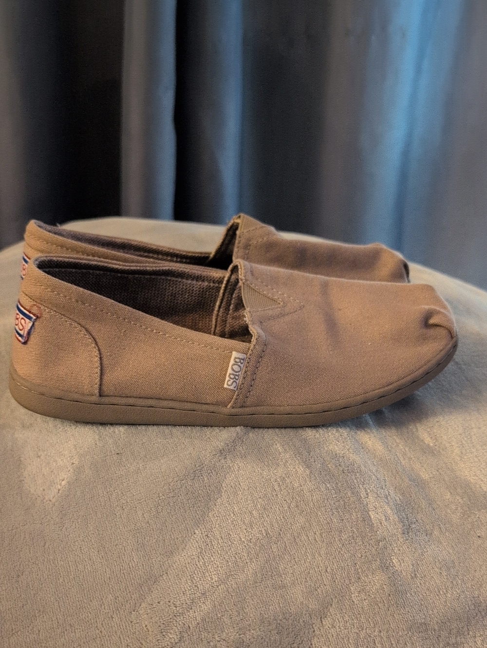BOBS from Skechers Taupe Canvas Slip-On Loafers